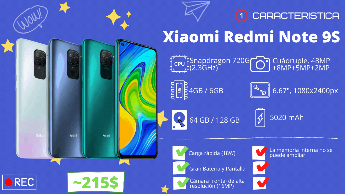 Xiaomi Redmi Note 9S características, colores y precio