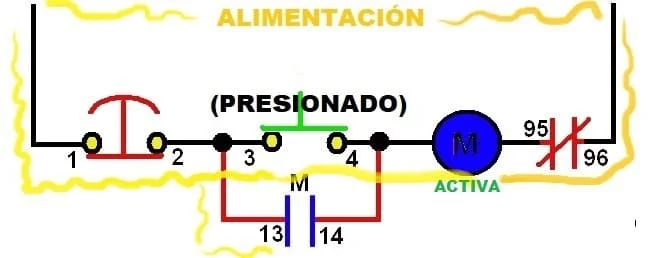 Diagrama de conexion de botonera de arranque y paro paso 2