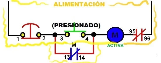 Diagrama de conexion de botonera de arranque y paro paso 3