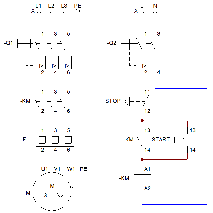 Diagrama de arranque y paro de un motor, Monofásico y Trifásico
