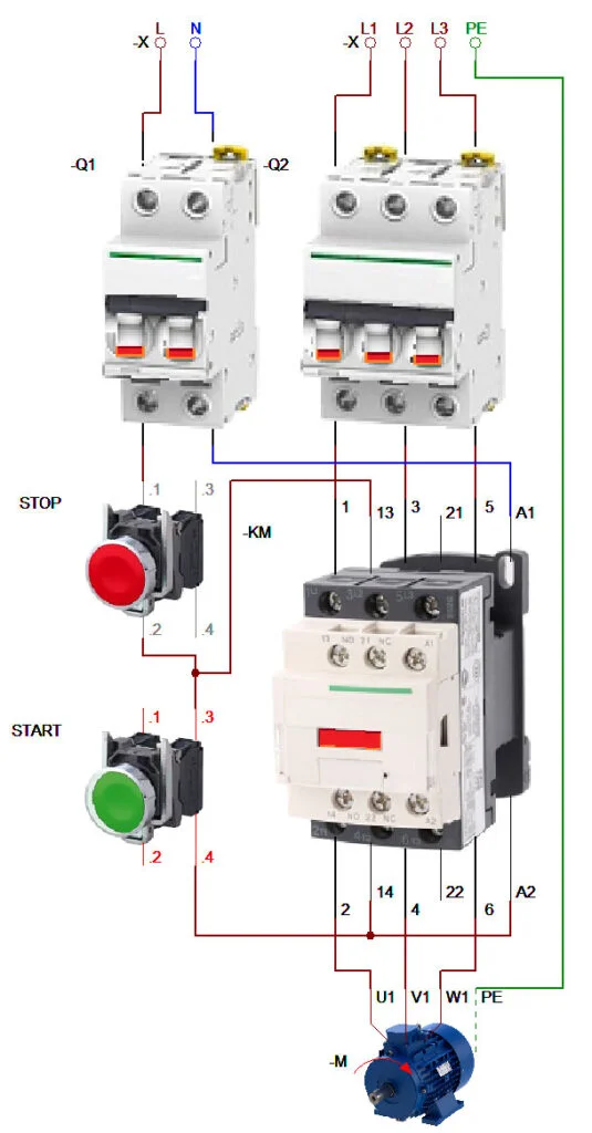 diagrama pictorico de arranque y paro de un motor en fisico 3