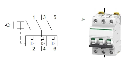 Símbolo de disyuntor o interruptor termomagnético