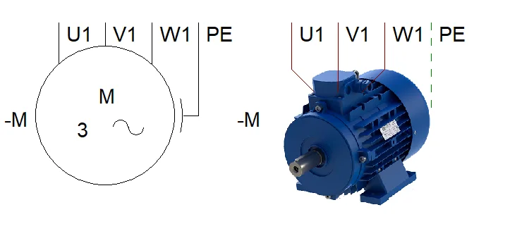 Símbolo eléctrico de motor trifásico